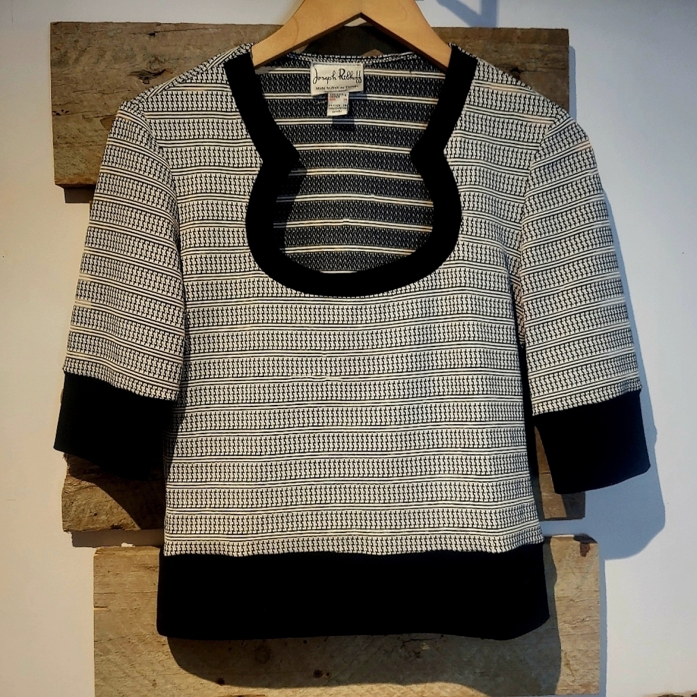 Joseph Ribkoff Black and White Striped Sweater
